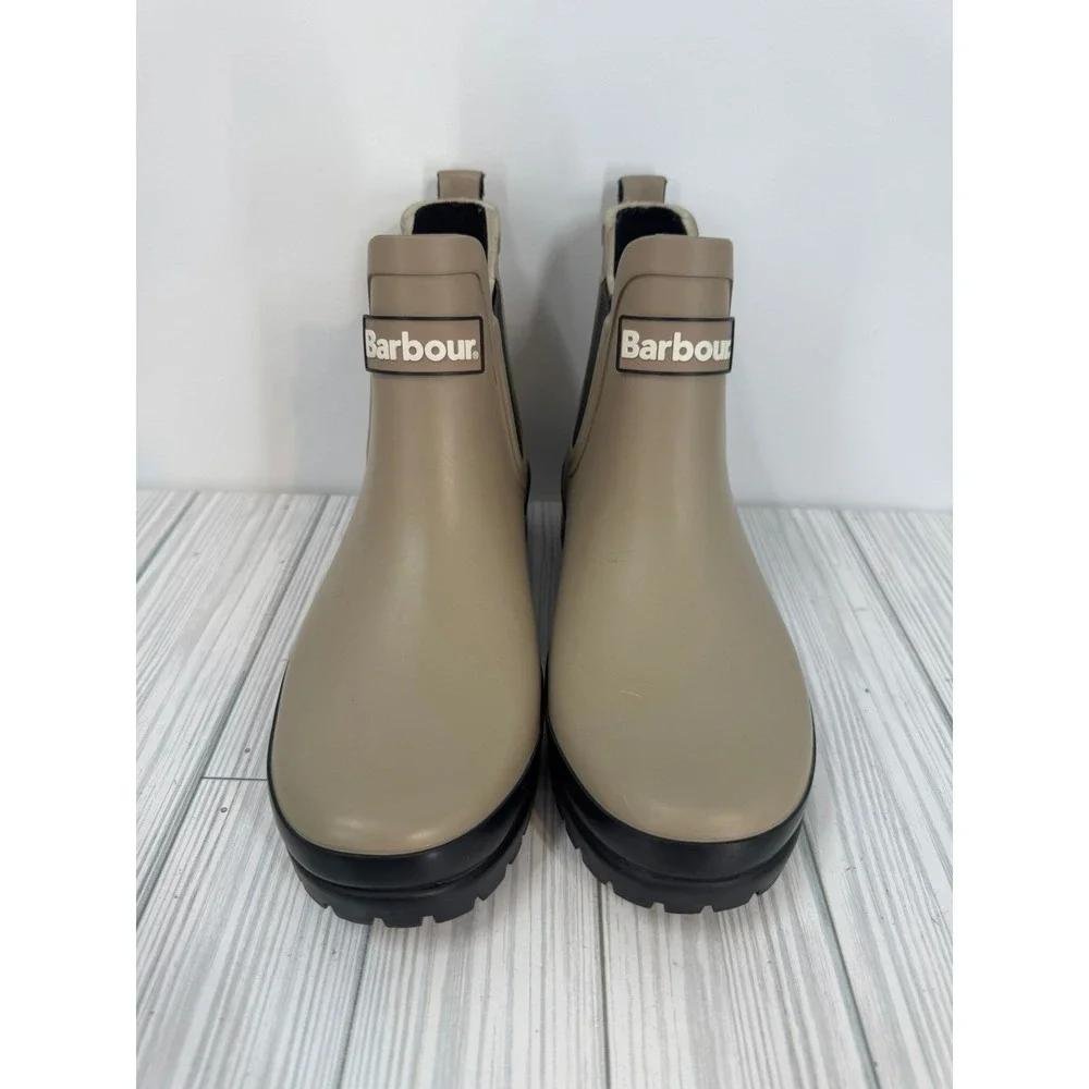 Barbour Mallow Waterproof Chelsea Rainboots Lt Trench Black Women's Size‎ 5